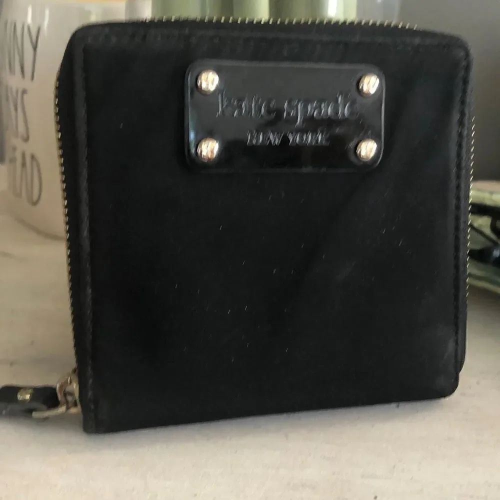 Kate Spade Black zip around wallet nylon
